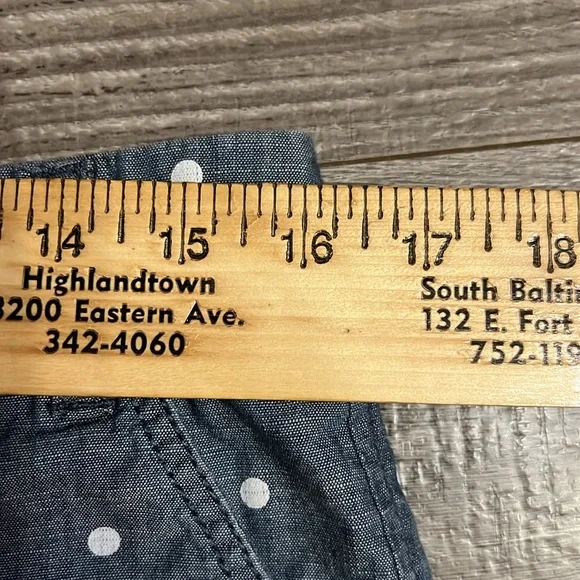 Vintage J Crew City Fit Shorts Women’s Size 8 Blue Chambray With White Polka Dot - Picture 8 of 10